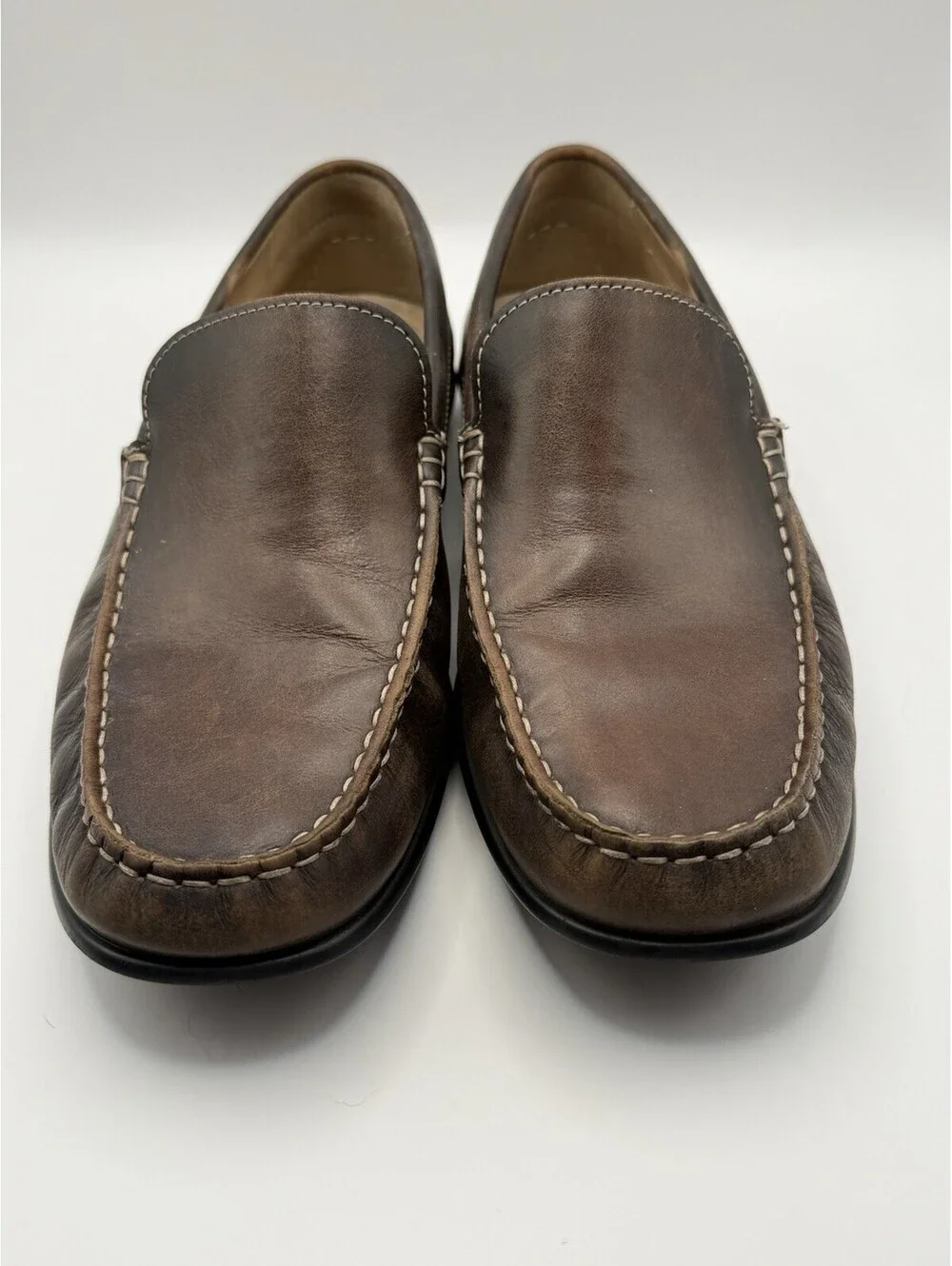 ECCO Classic Moc 2.0 Leather Slip On Loafers Men Sz 9/9.5 EU 42 Brown Drivers